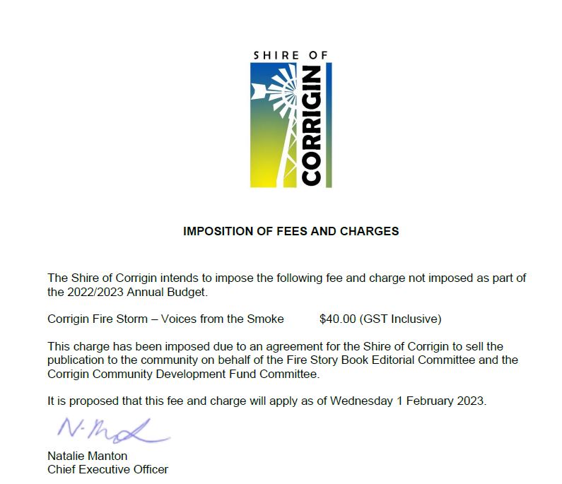 Imposition of the Fees and Charges - February Firestorm Book